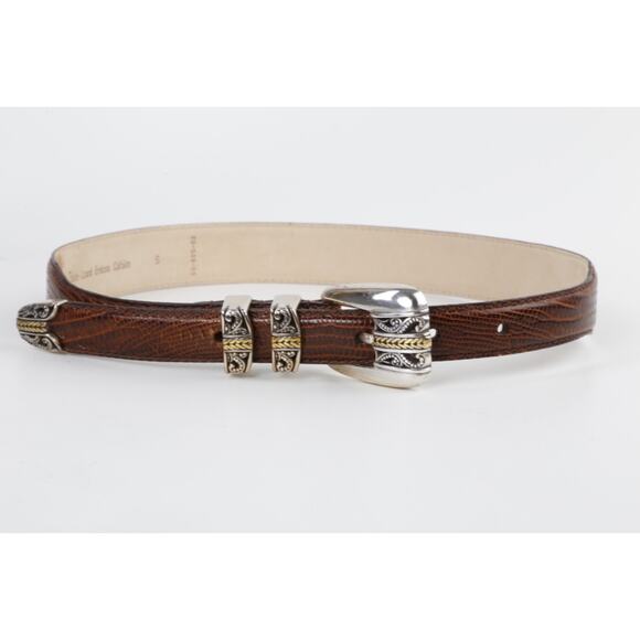 Arden Leather Co Belt Lizard Embossed Italian Leather Vintage Classic Brown Sz S main image 6